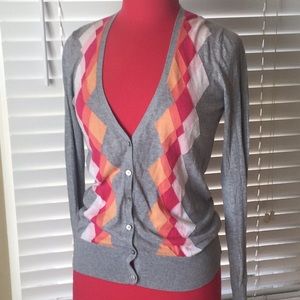 Old Navy argyle sweater cardigan size small